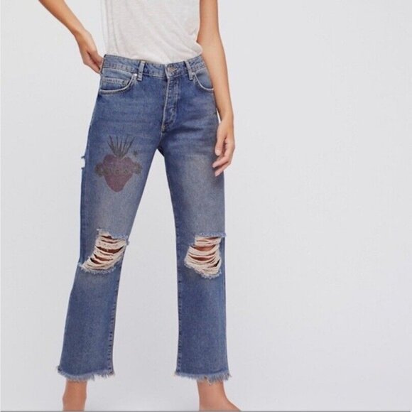 Free People Tattooed Boyfriend Jeans - Picture 4 of 6